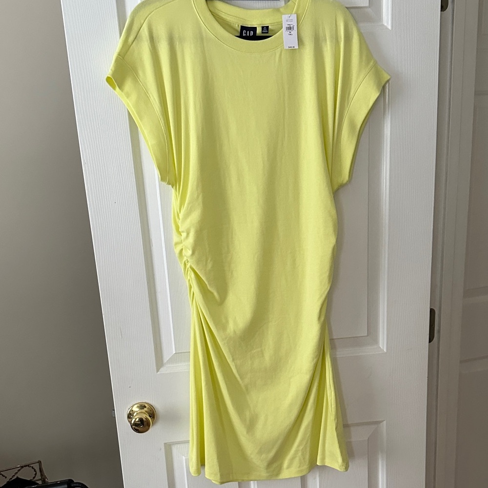 GAP Women's modern rib ruched mini dress